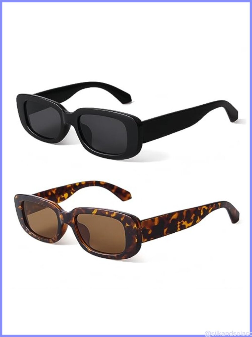 Retro Rectangle Sunglasses UV400 Full Frame Shield Vintage Fashion